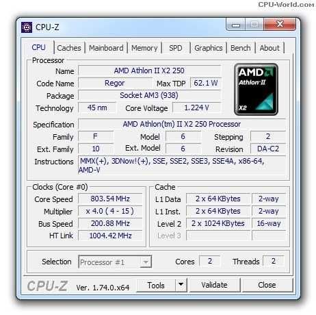 Процесор AMD Athlon II X2 250 3GHz 256kB 2M