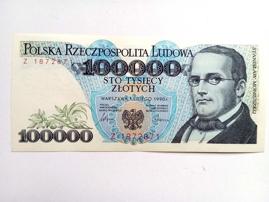 100000  zł 1990  - Z -  Rzadki st. UNC-