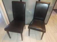 2 krzesła czarne Parys ekoskóra, nowoczesne do salonu, drewniane nogi