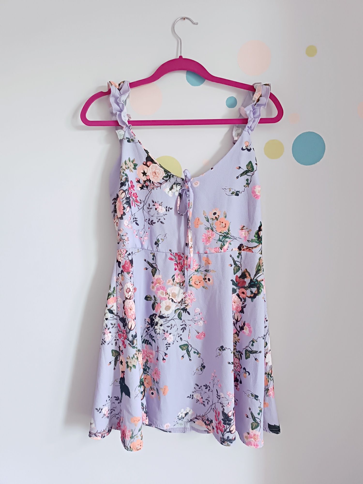 Tunika sukienka mini liliowa kwiaty xl XXL boohoo coquette