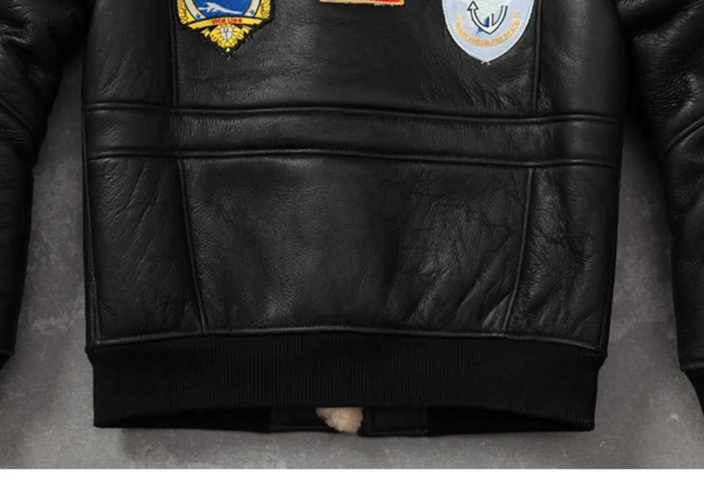 Nowa kurtka skórzana Top Gun nowa prawdziwa skóra na kożuszku zimowa