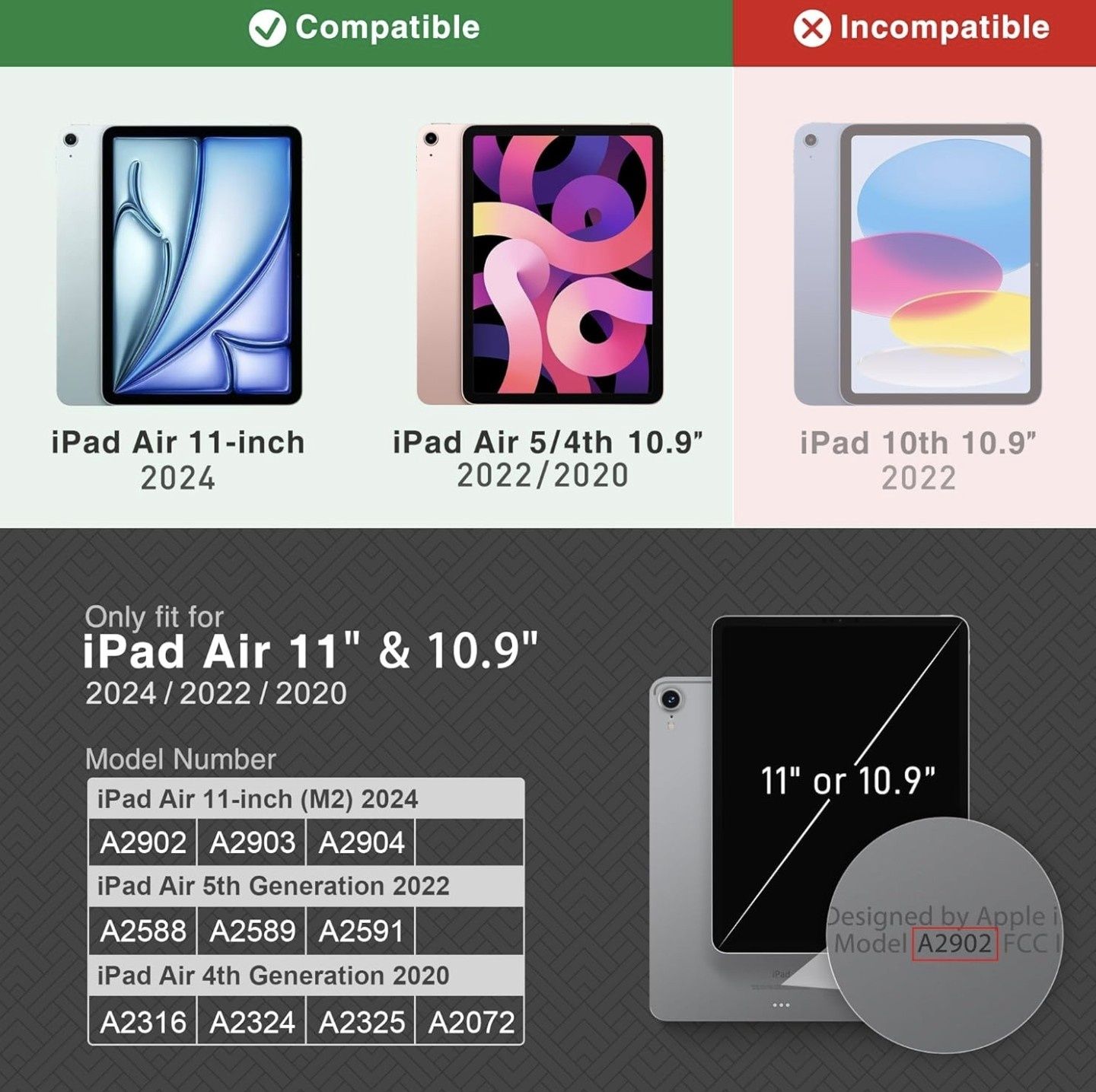 Etui KingBlanc do iPada Air 11 cali 2024 M2, Air 5. generacji 2022
