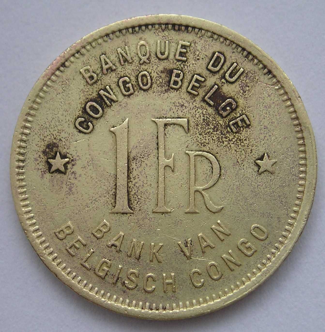 Kongo Belgijskie 1 frank 1949 - słoń