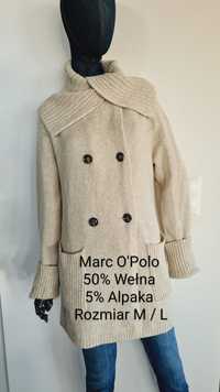 Długi sweter Kardigan Marc O'Polo. 50% Wełna, 5% Alpaka. Beżowy. Rozmi