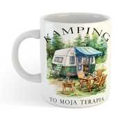 Kubek "Kamping to moja terapia", Kamper, namiot, kamping.