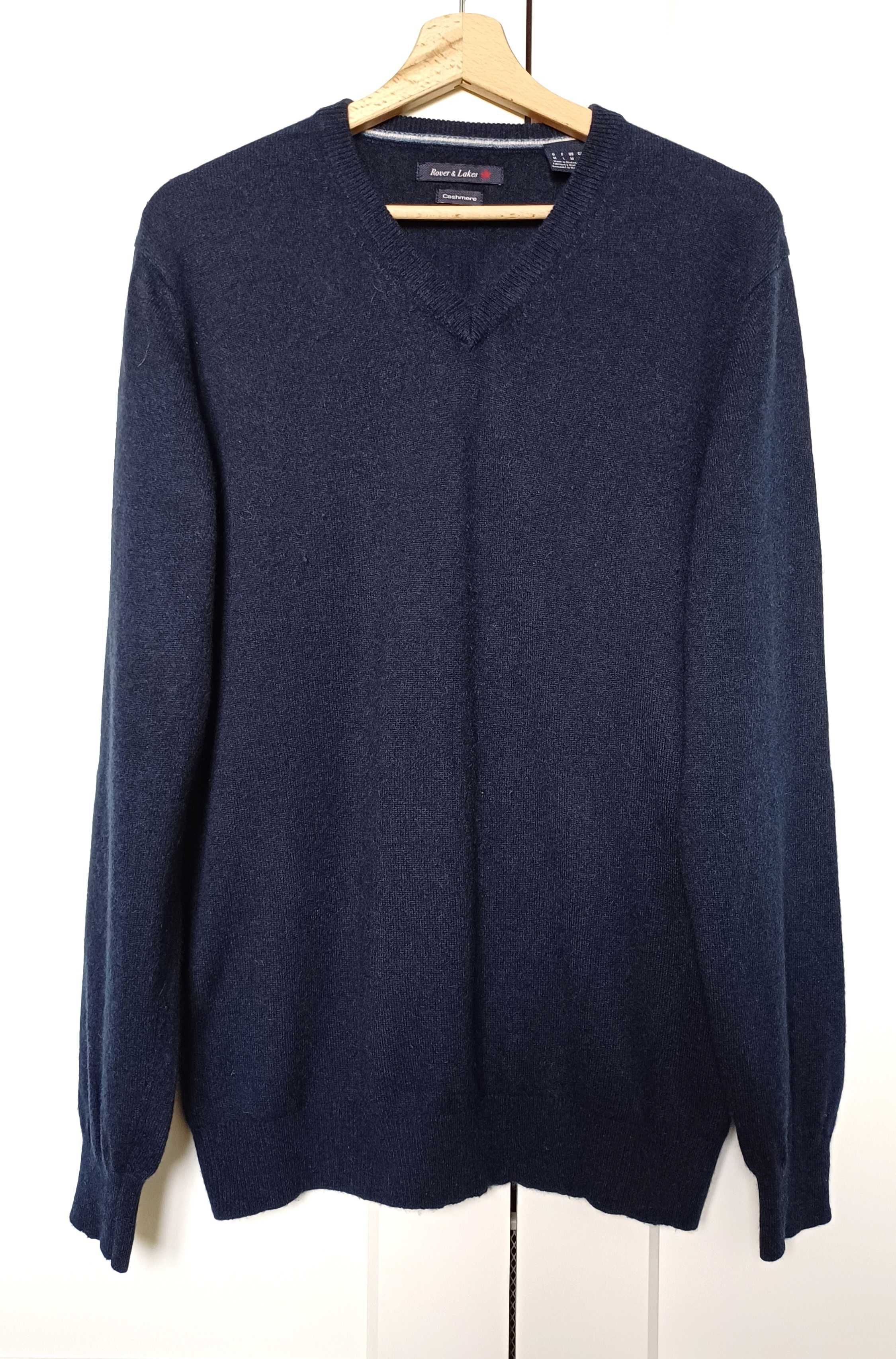 Granatowy kaszmirowy męski sweter rozm. M/L Rover & Lakes