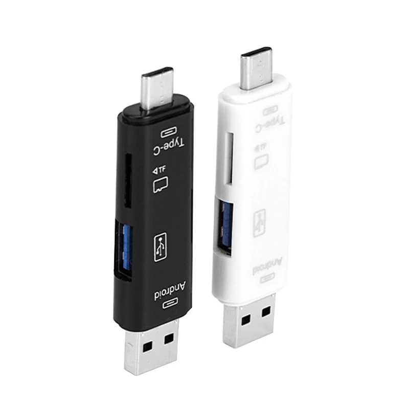 Кардридер 5 в 1 - Type-C, Micro USB, OTG, карт ридер card reader