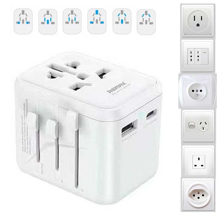 Adapter Podróżny Przejściówka Gniazda Świata PL USA UK Chiny Australia