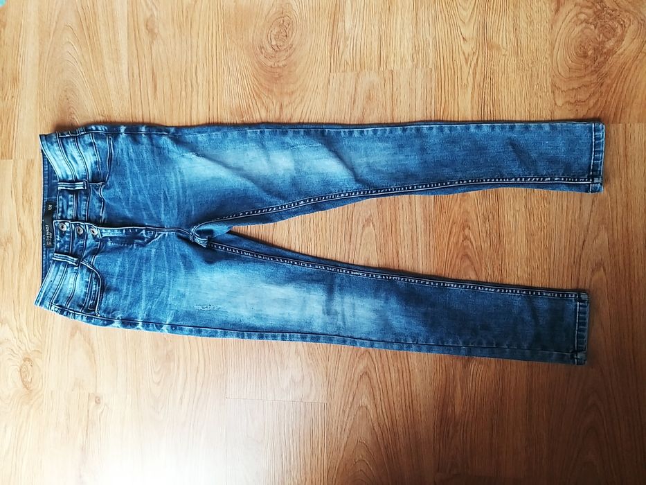 Ciemne granatowe skinny high waist stan stanem m 38 spodnie rurki