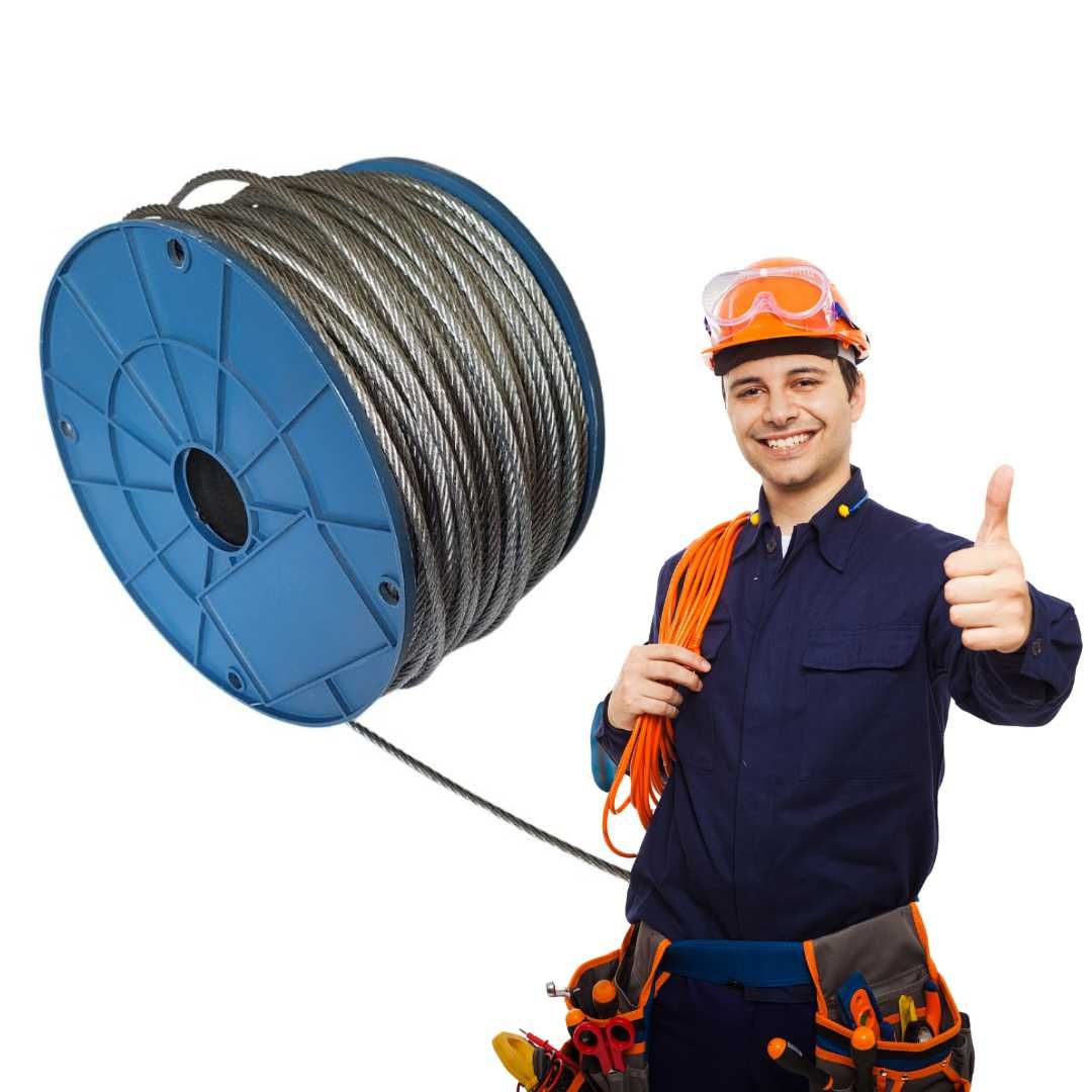 Lina stalowa 5mm 50 metrów ocynkowana linka liny stalowe mocna 5 mm