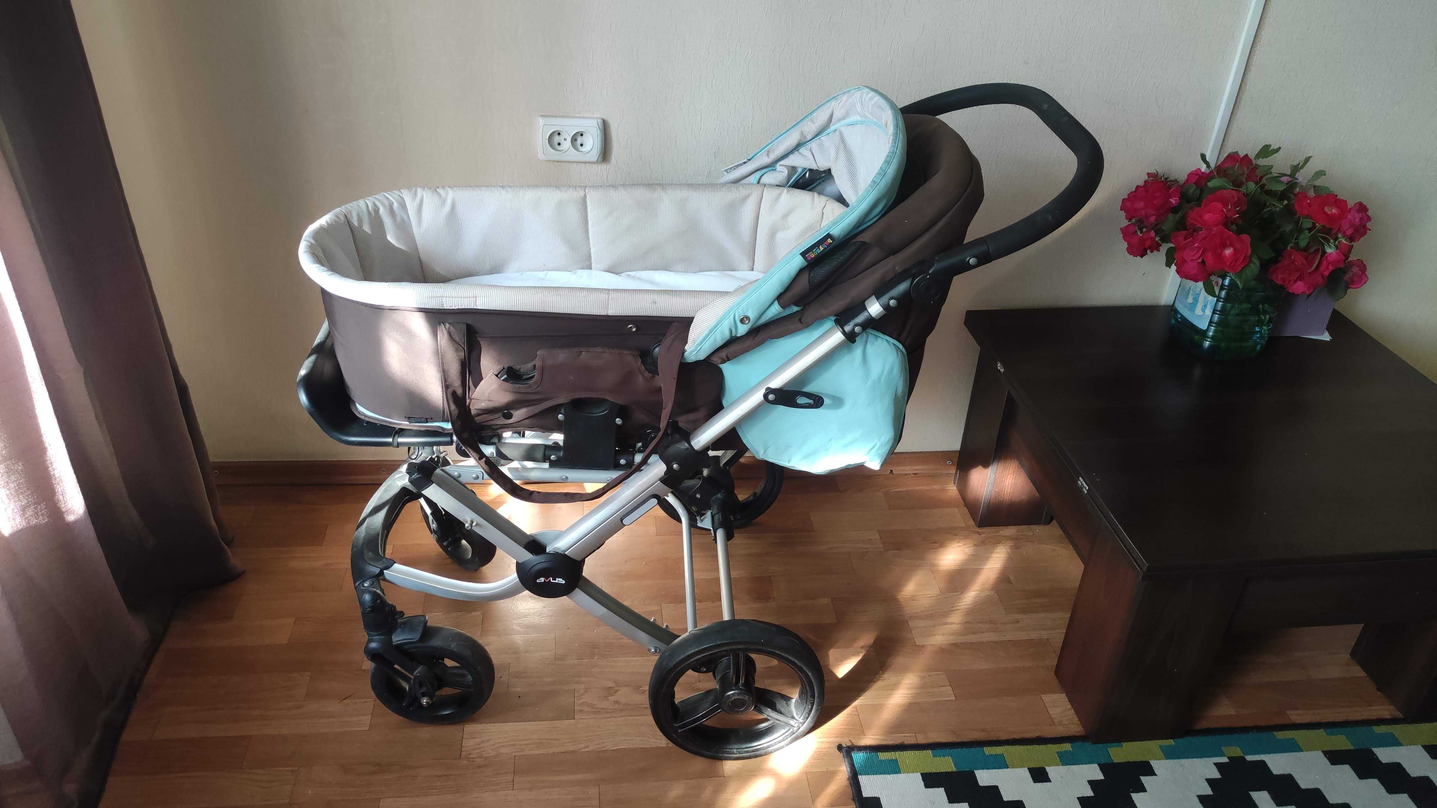 Візок дитячий (коляска) 2 в 1 babyzone ABS AVUS AQUA-DARK BROWN