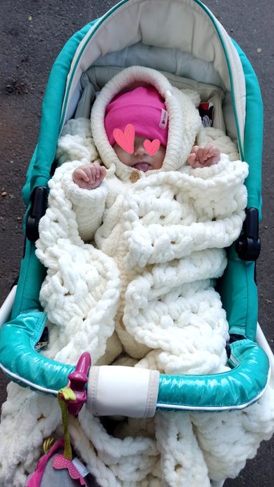 Комбинезон вязаный от 0-9 месяцев+шапочка, пинетки, пряжа Alize