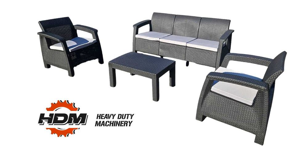 Meble ogrodowe tarasowe plastikowe technorattan HDM 5 osoby kawowy