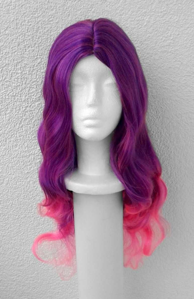 Gamora Strażnicy Galaktyki fioletowa różowa ombre gradient peruka wig