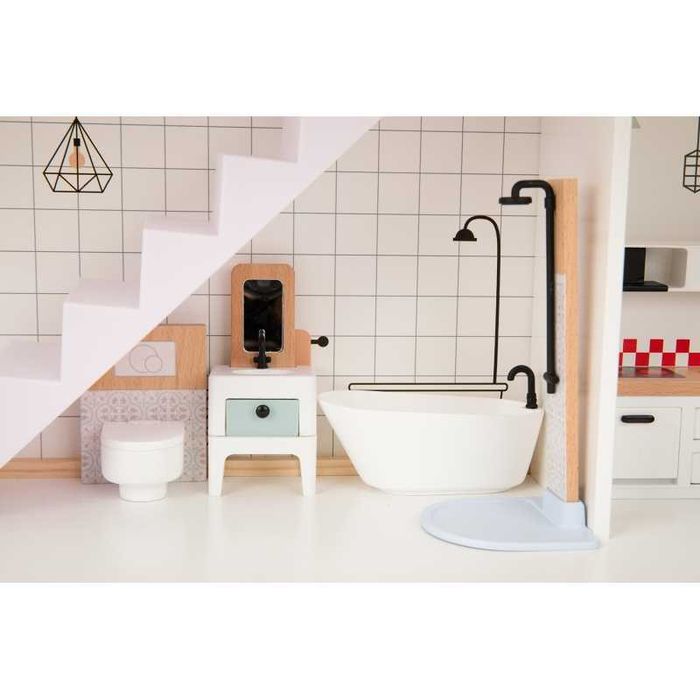 TOOKY TOY Duży Drewniany Domek dla Lalek + Figurki