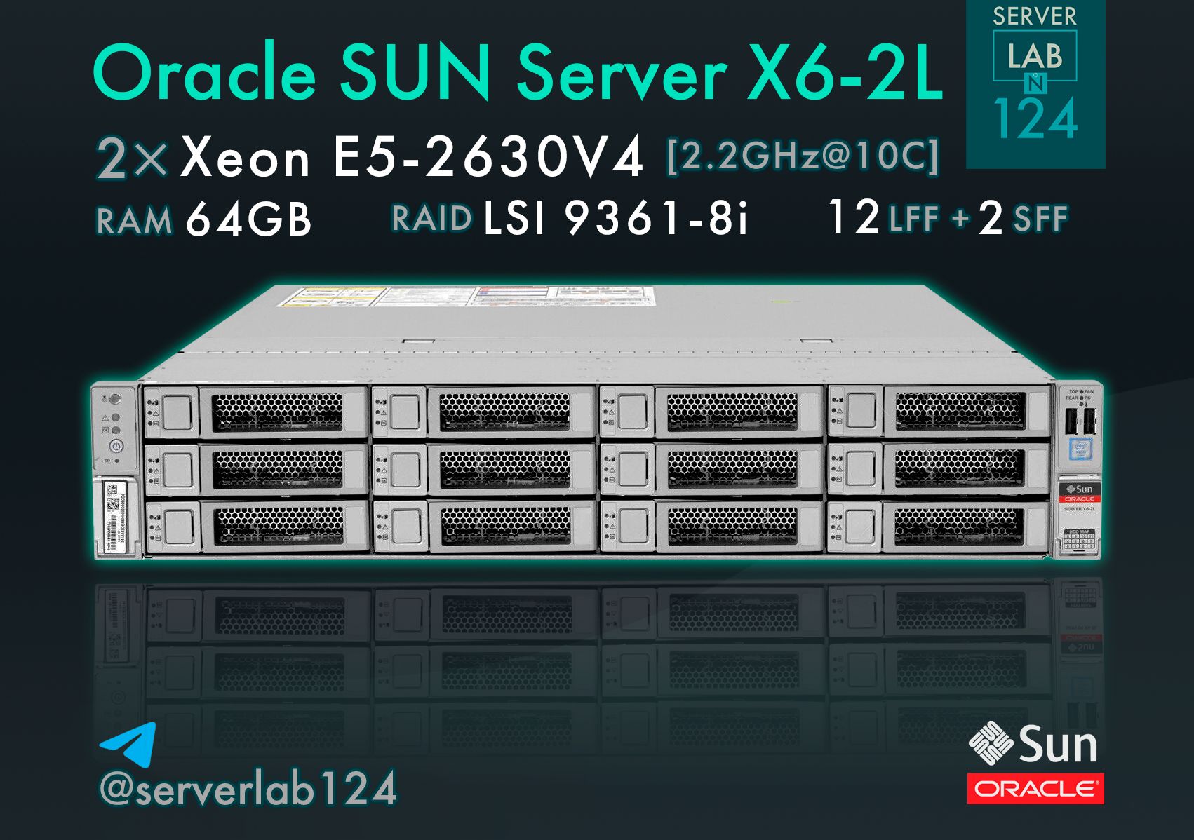 Сервер Oracle X6-2L 12LFF+2SFF / 2x E5-2630v4 / 64GB / 9361-8i