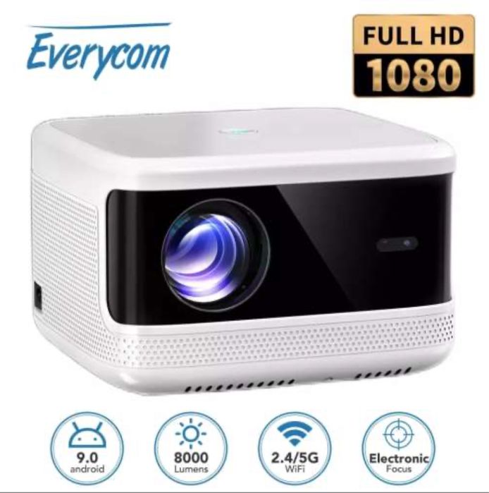 Проектор Everycom t5 Full hd (Домашній кінотеатр, телевізор, монітор)