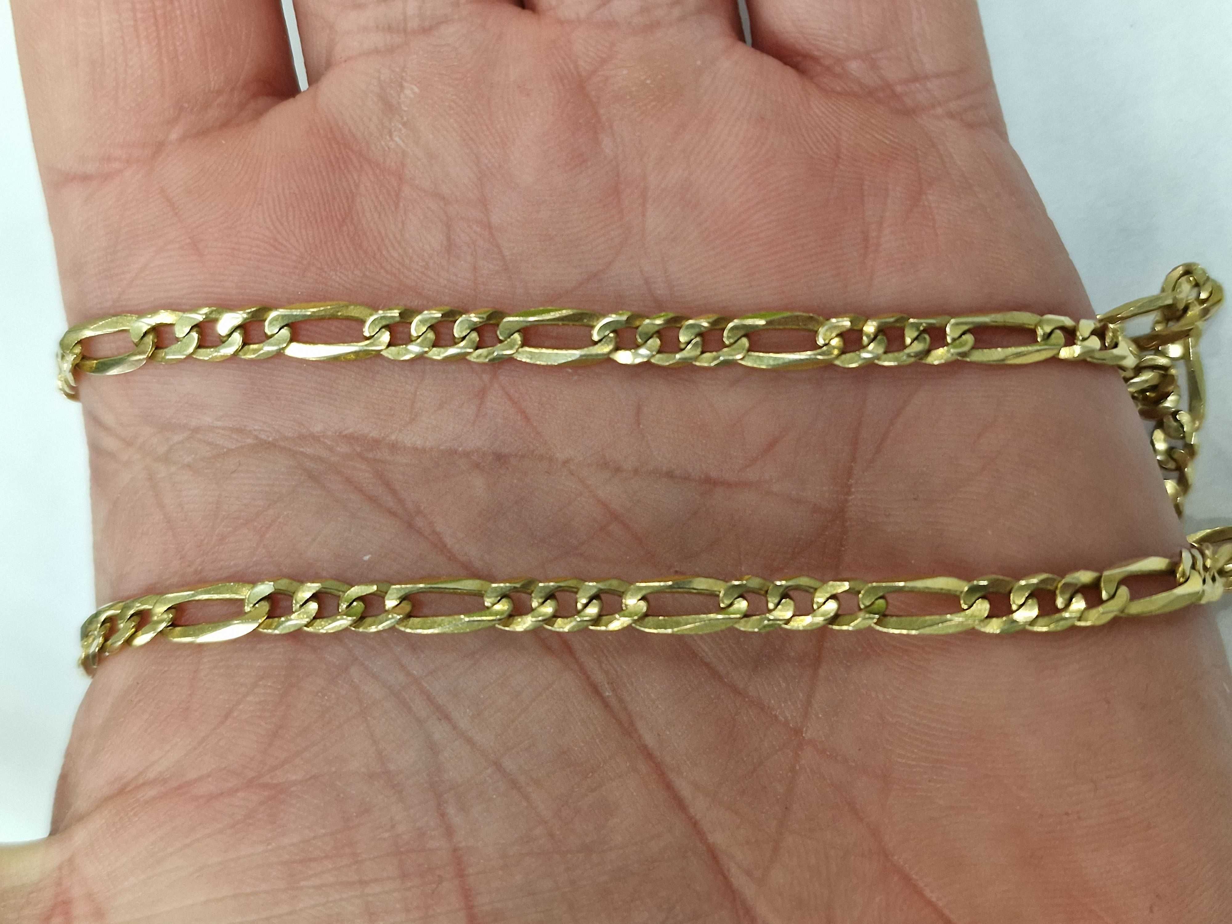 Złoty łańcuszek męski/ 585/ Figaro/ 16.79 gram/ 55cm/ Pełny