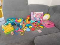 Duży zestaw piasek kinetyczny foremki +Play Doh modelina i praskii