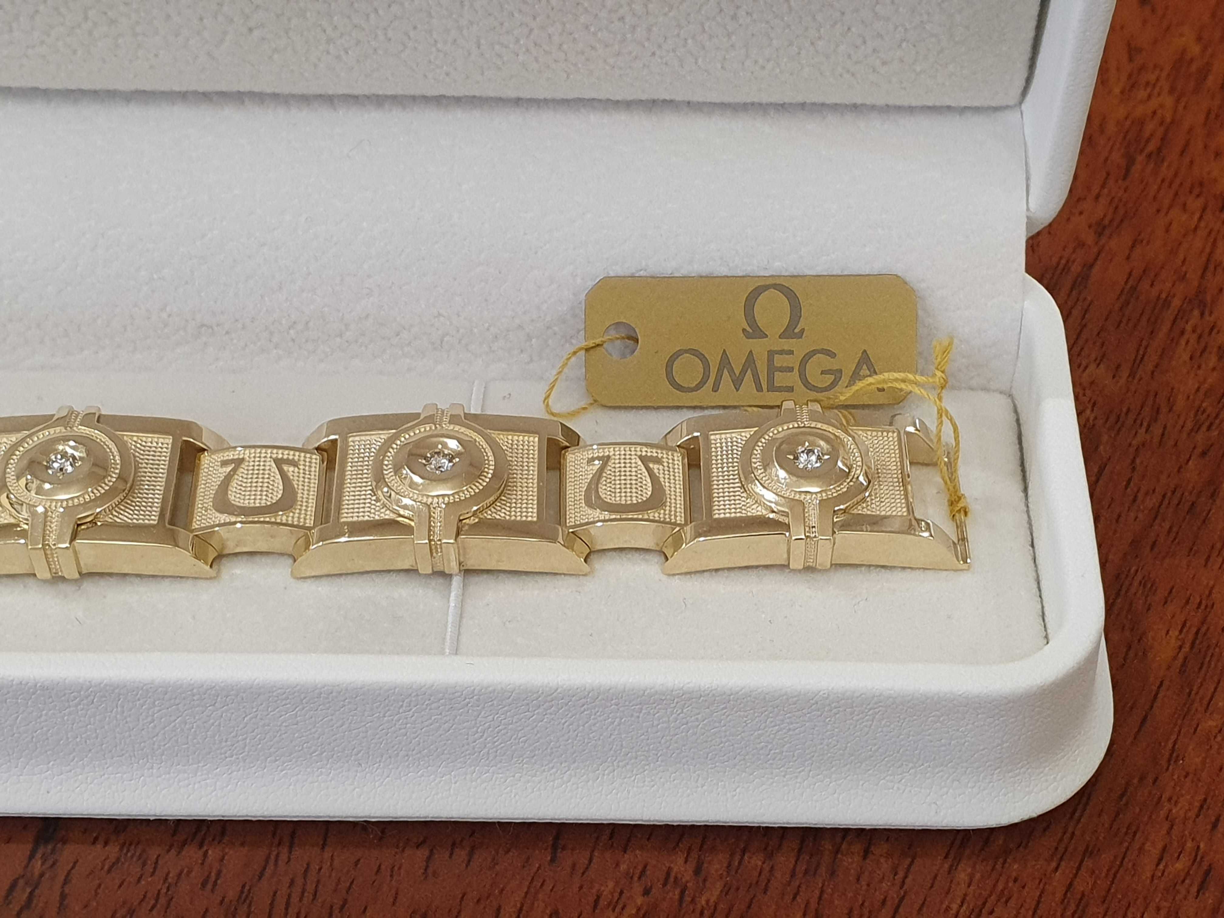ZŁOTA BRANSOLETKA Z Diamentami Waga-52,9 gr.Próba-585.Ręcznie Robiona.