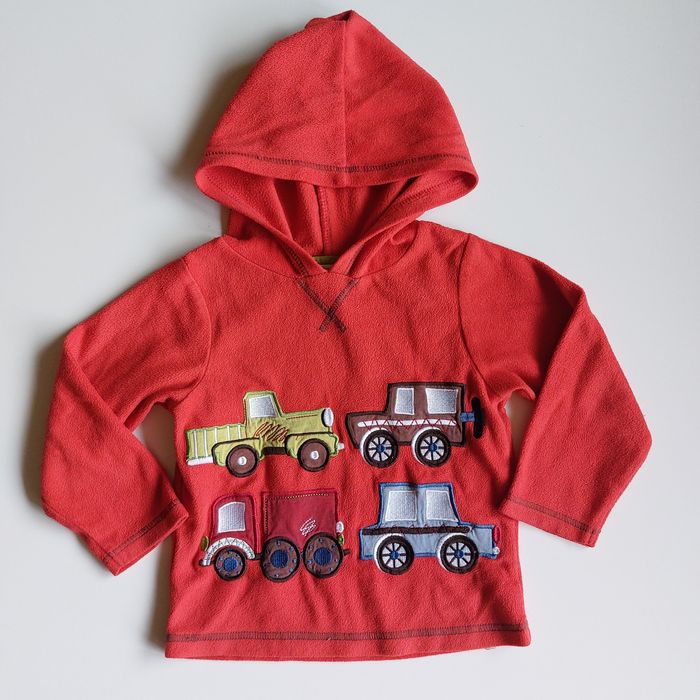 Bluza polarowa z patrurem w autka pojazdy samochody 92-98