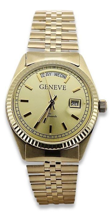 Złoty zegarek z bransoletą męski 14k Geneve mw013ydy&mbw018y Gdańsk