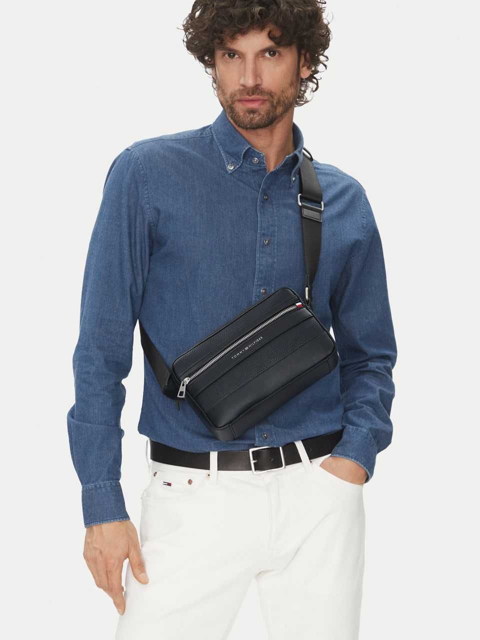 100% ОРИГИНАЛ Tommy Hilfiger zip crossbody мужская черная сумка