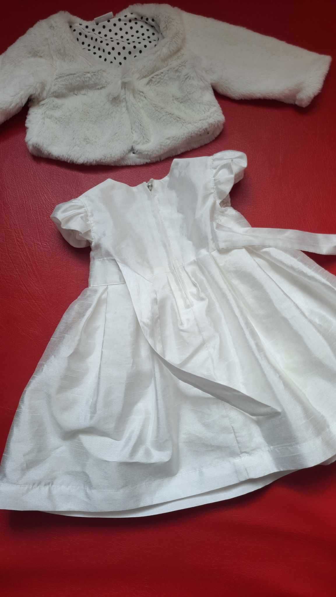Białą sukienka do chrztu Carters  i bolerko r 62