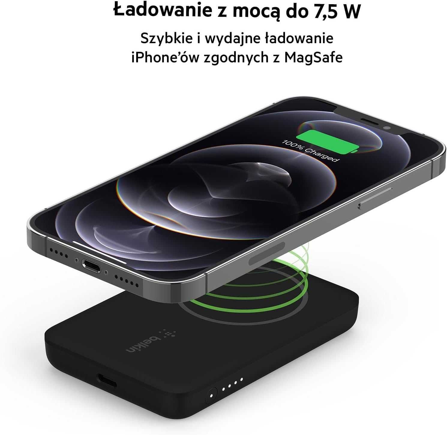 Powerbank Magnetyczny Belkin 2500 mAh czarny USB-C iPhone 13