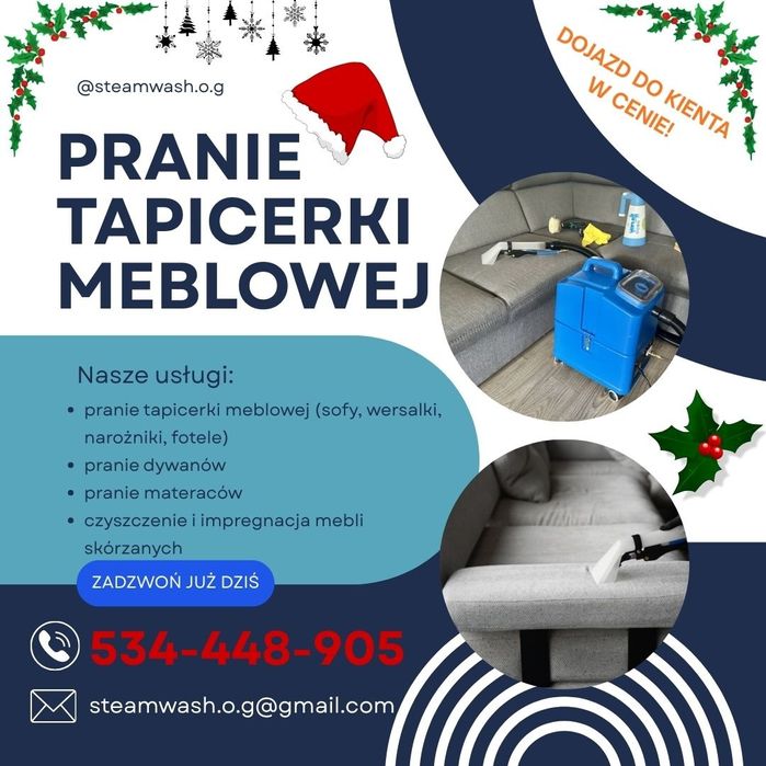 Pranie tapicerki meblowej mobilna myjnia parowa