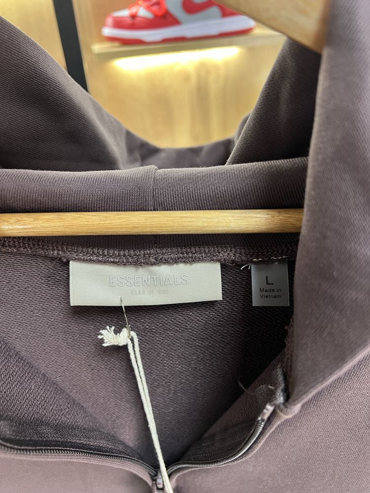 Зіп Худі FOG Fear of God Essentials Burgundy Logo