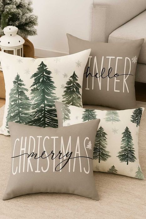 4 szt. welurowe poszewki świąteczne na Boże Narodzenie