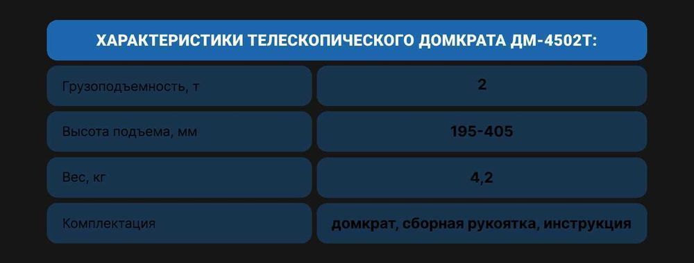Домкрат механічний телескоп 2т 194-405мм VITOL DM-4502T