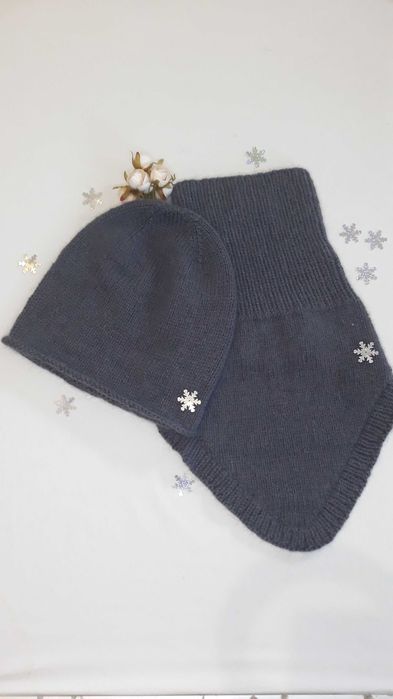 снуд-уголок манишка з пуха норки шапочка з пуху норки