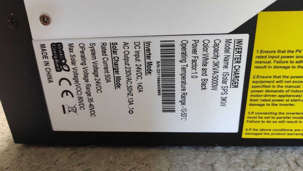 Гибридный инвертор солнечный EASUN 3kW 24V ISolar-SPS-3KW