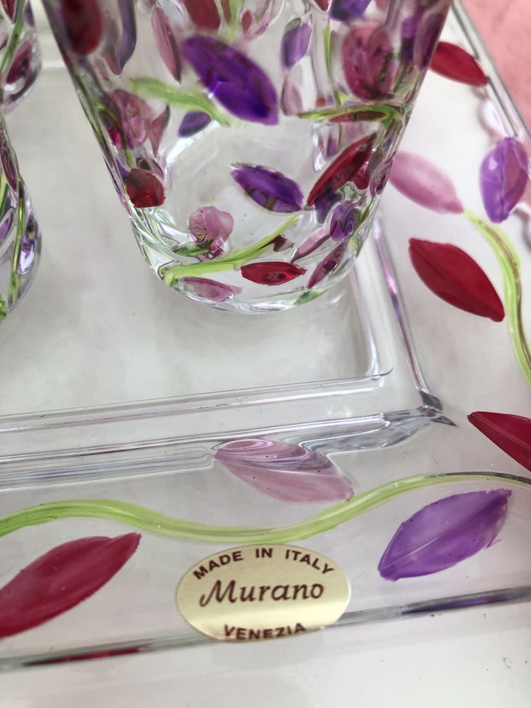 Набор Мурано, подносчик с рюмочками, вазы Турция