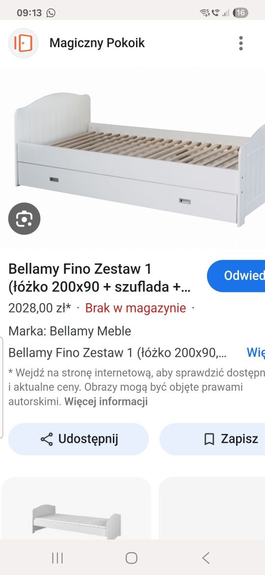 Łóżko białe drewniane Bellamy Fino