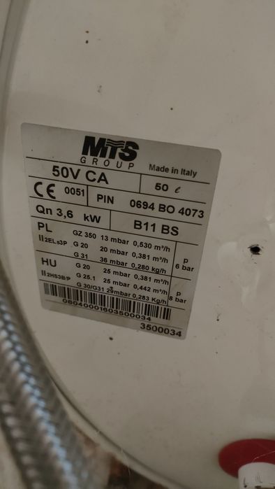 Boiler gazowy 50L Ariston