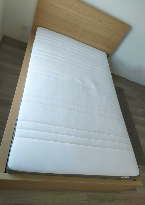 Łóżko IKEA MALM 120x200 cm Materac Hövág - Gotowy Komplet