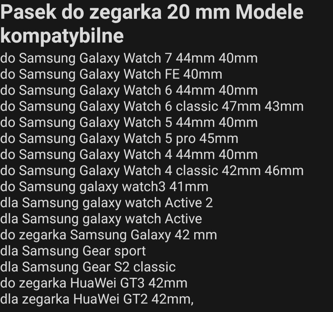Pasek do zegarka 20 mm czarny