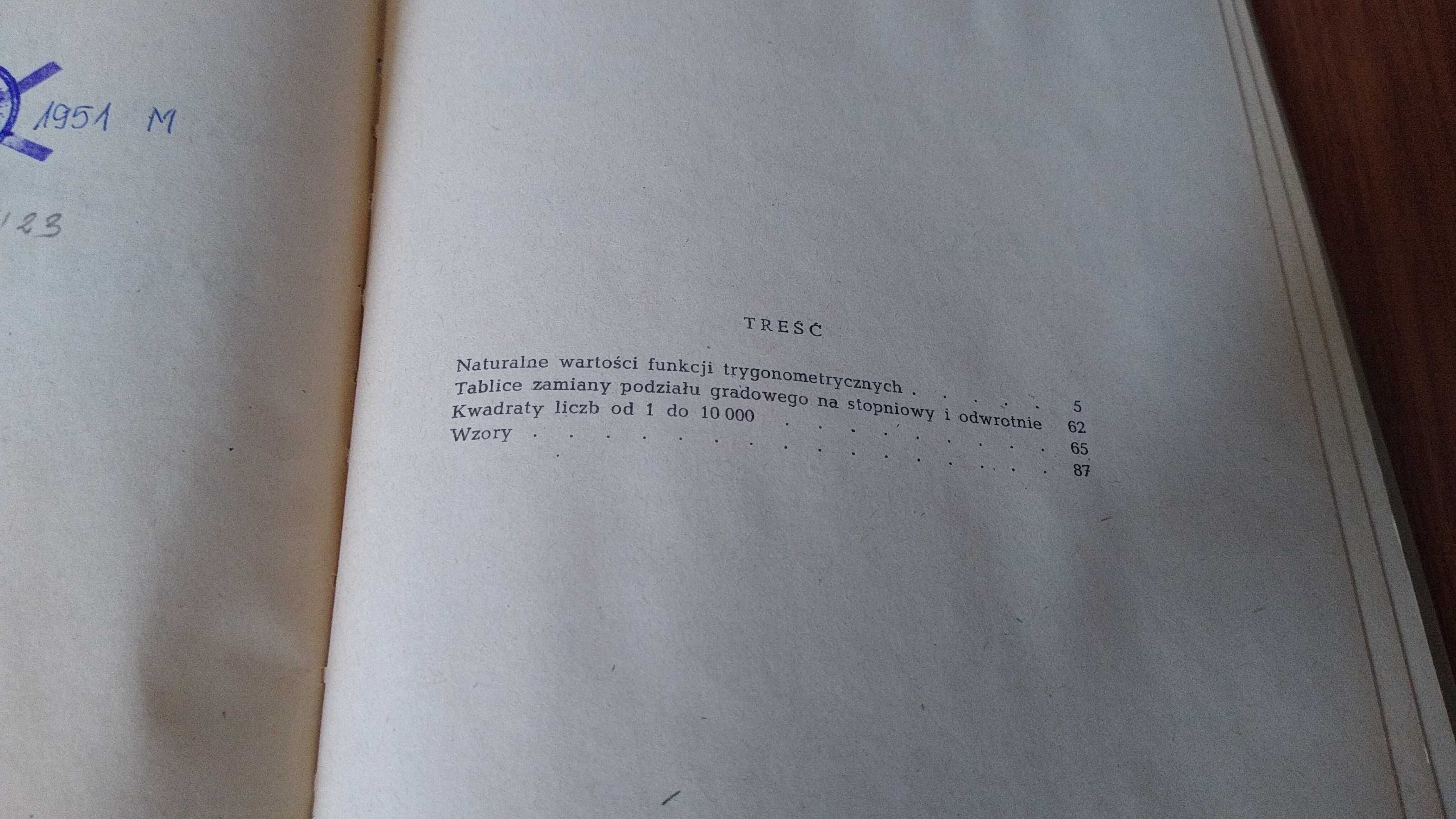 Tablice naturalnych wartości funkcji trygonometrycznych