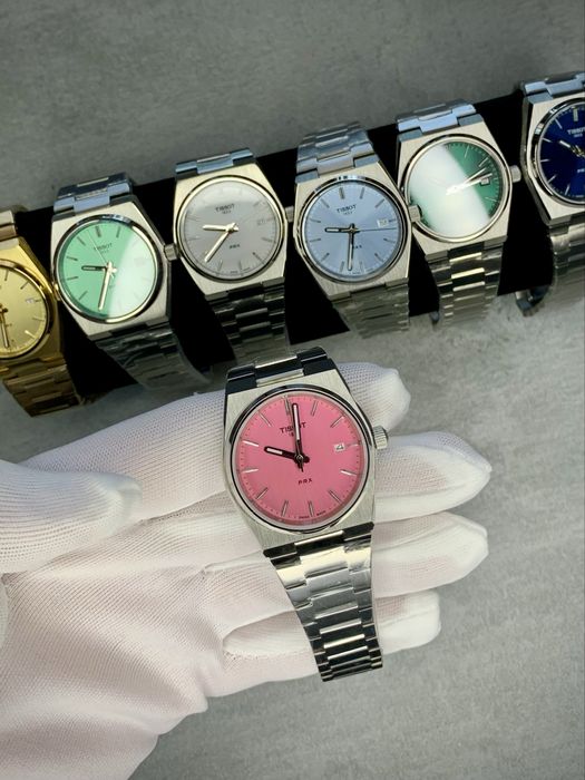Годинник Tissot PRX 35мм рожеві, швейцарские часы Тисо розовые