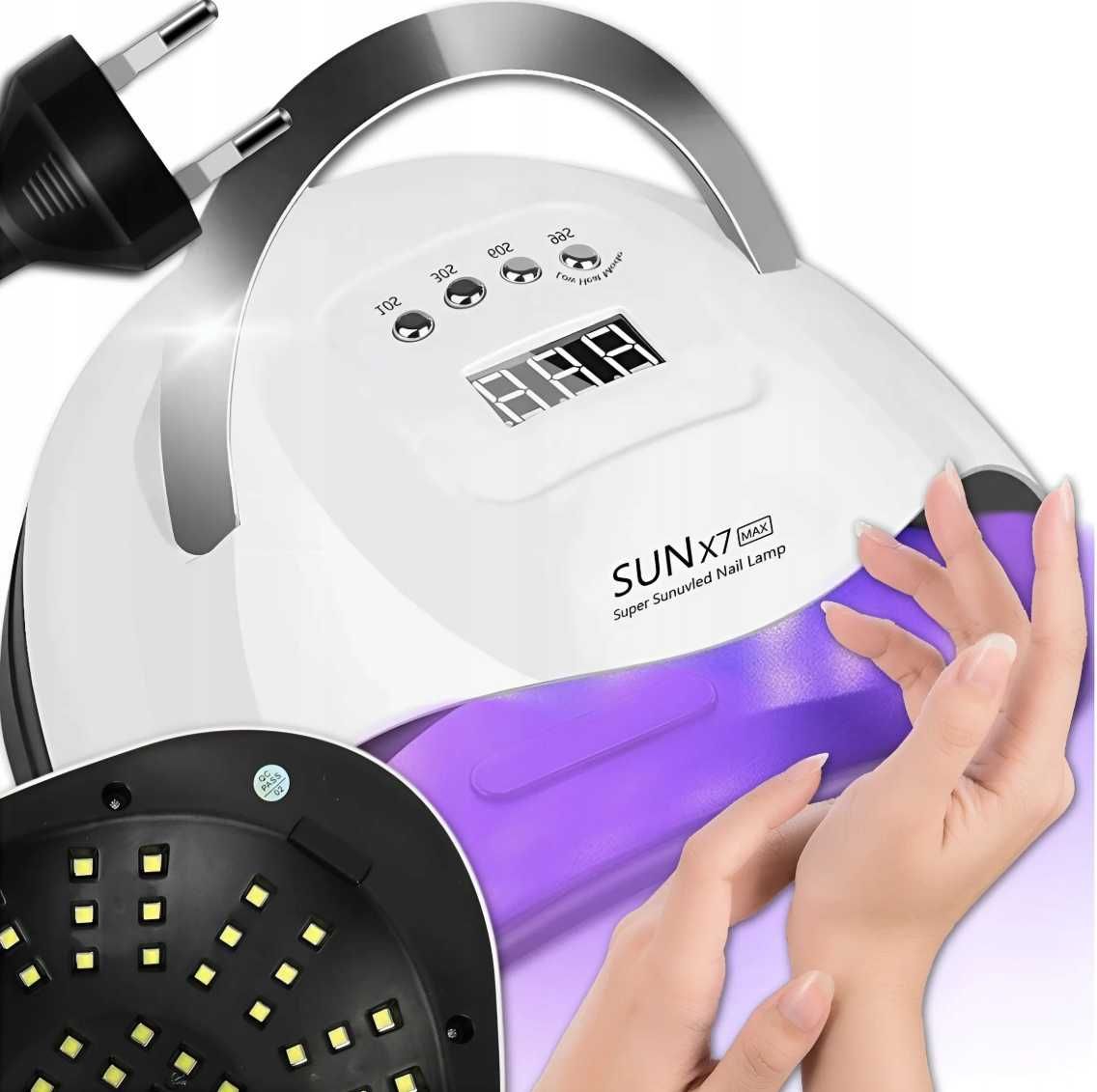 LAMPA UV DO PAZNOKCI led 180W do hybryd żeli sun X7 max biała lcd