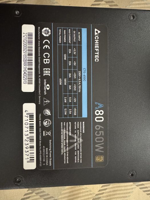 Блок питания Chieftec CTG-650C 650w 80+ Bronze