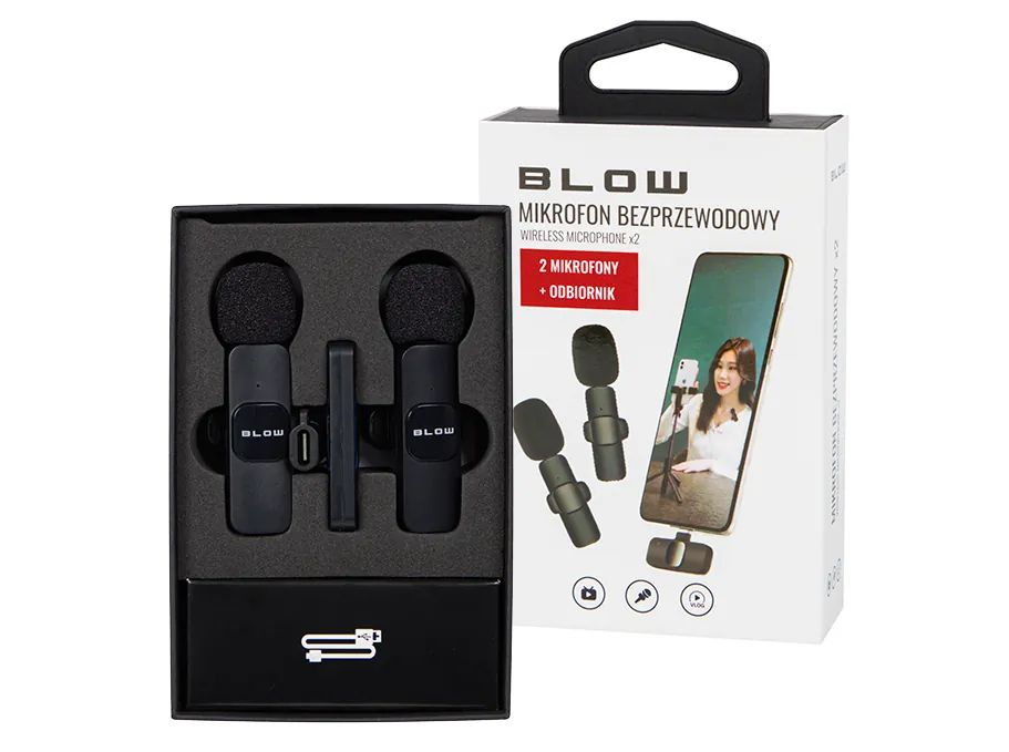 Mikrofon bezprzewodowy do smartfona USB-C BLOW zestaw 2 szt 33-070#