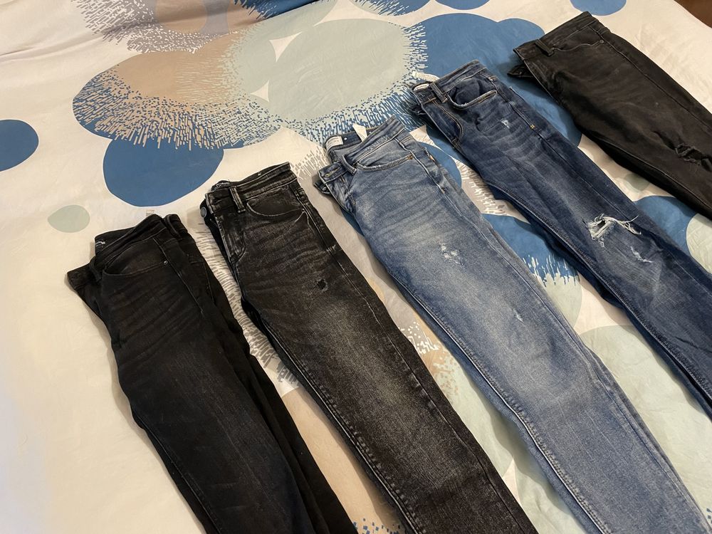 5 par jeansów spodni stradivarius zara levis wrangler lee 32/34 xs xxs