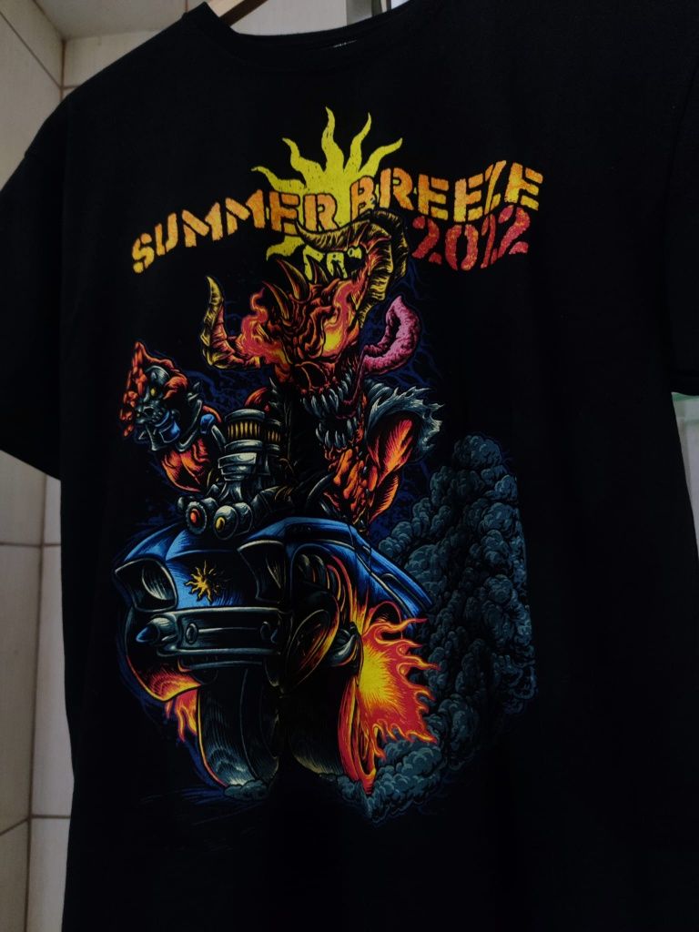koszulka gildan czarna L print vintage retro drip bawełna premium