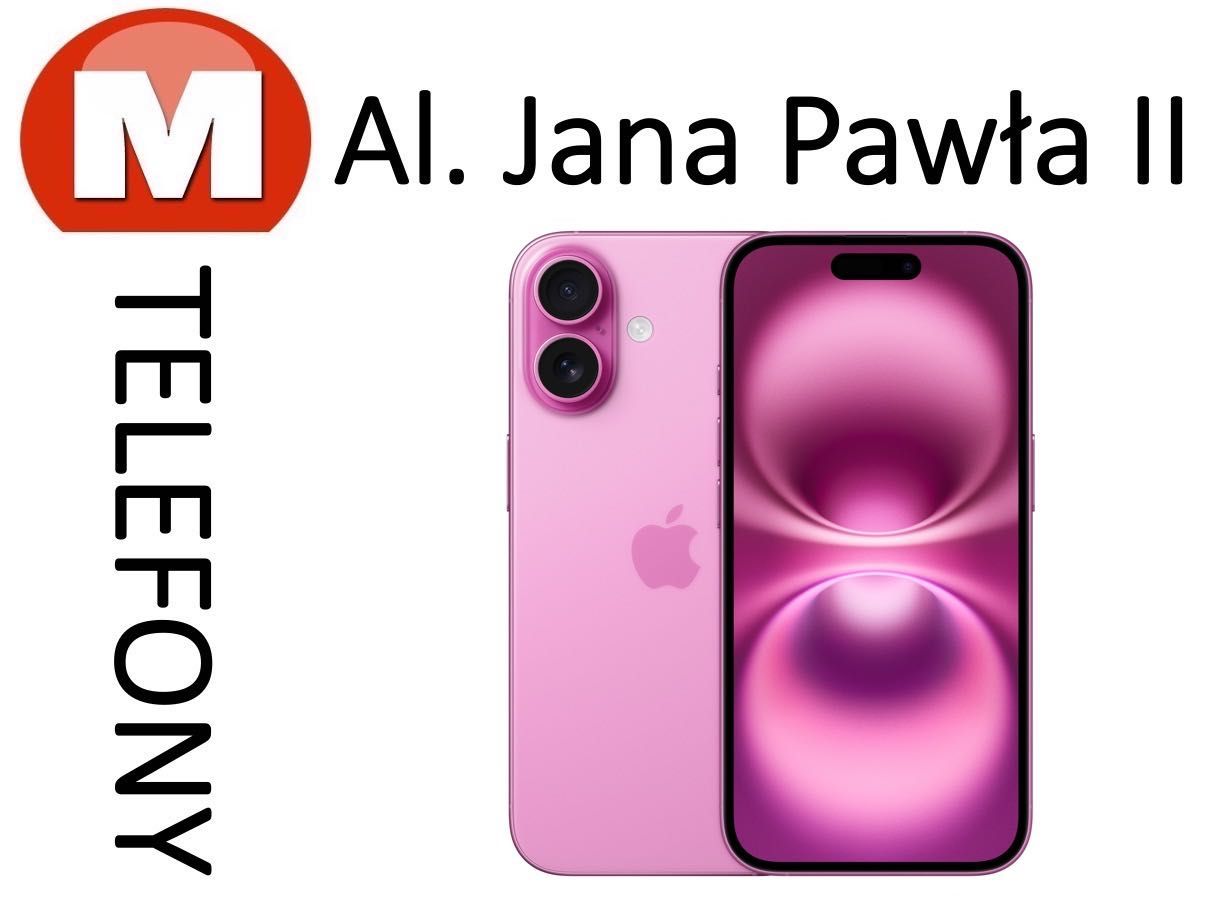 NOWY iPhone 16 128GB Różowy AL JANA PAWŁA