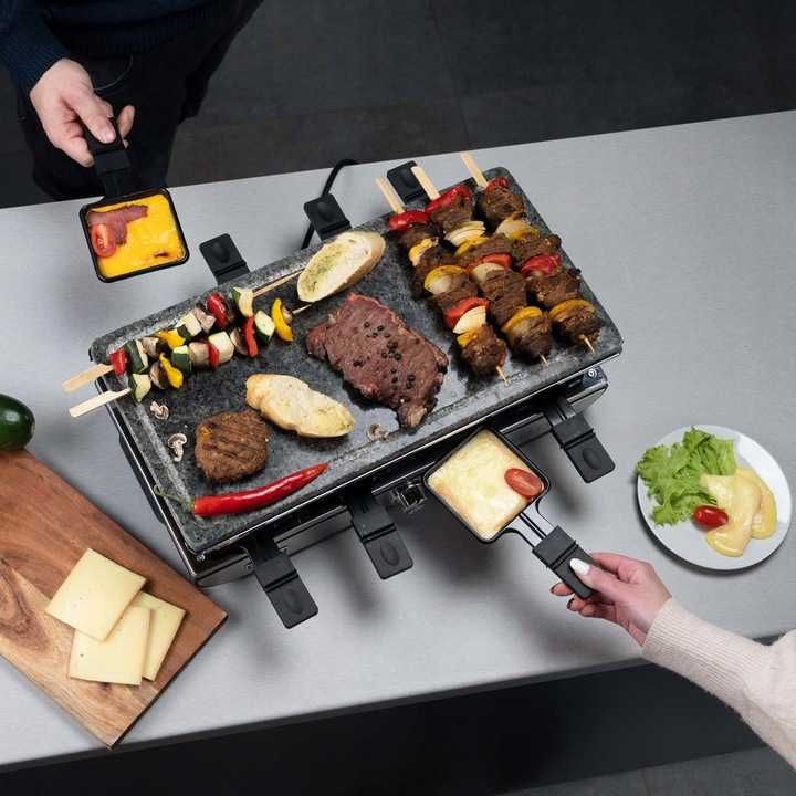 Raclette grill elektryczny Yoer Racletto srebrny/szary 1400 W