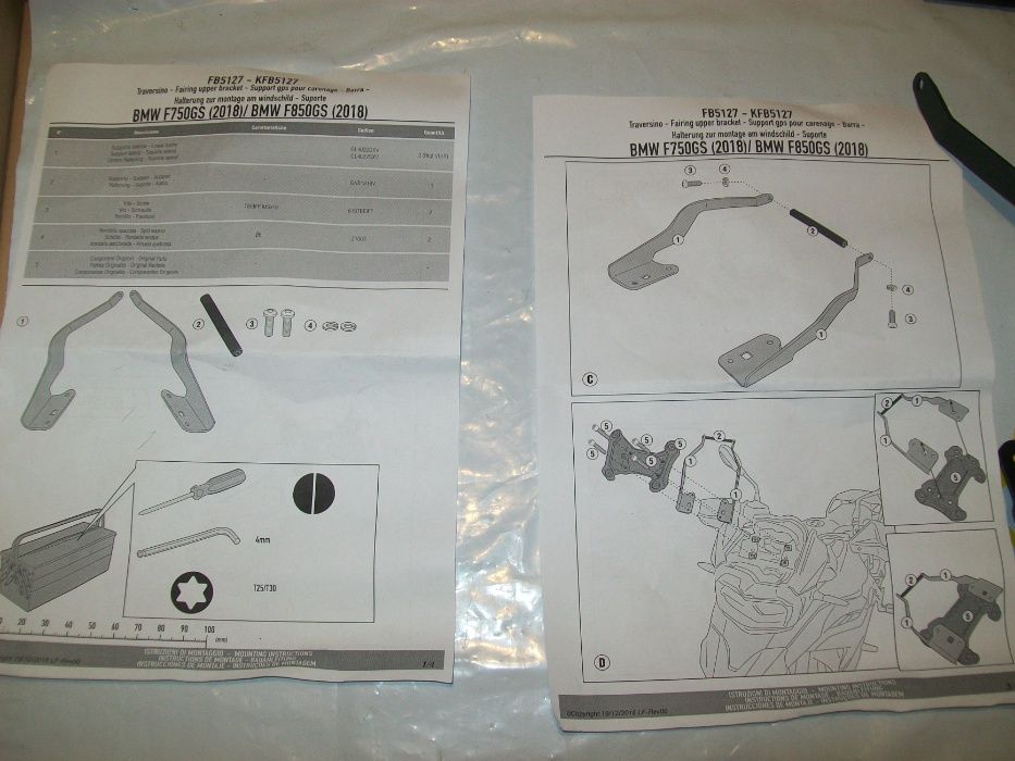 FB5127 F750GS i F850GS (18>19) BMW mocowanie GIVI telefon ,nawigacja